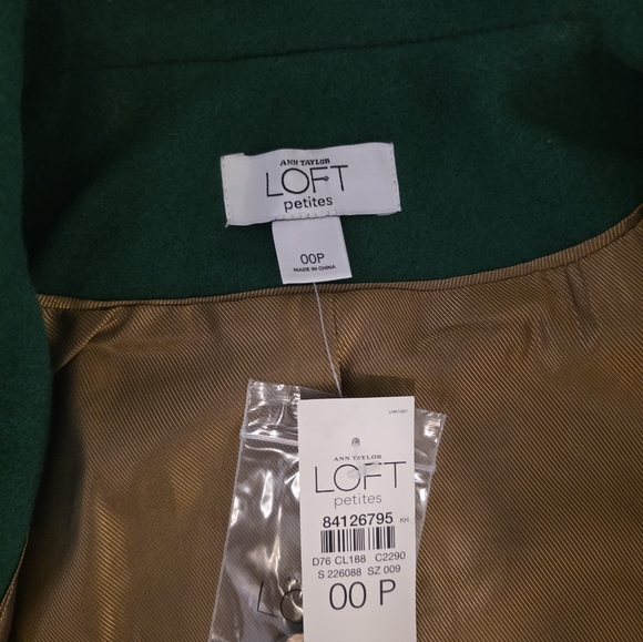 LOFT Emerald Green  Double-Breasted Pea Coat Size 00p - Picture 2 of 3